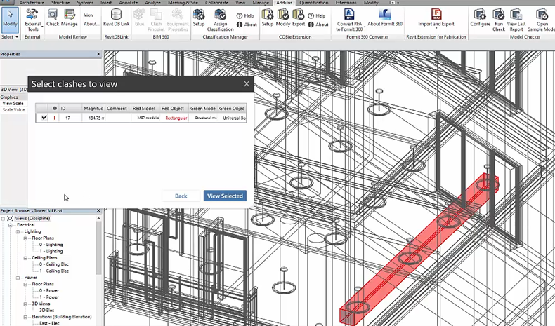 Annotations in the BIM platform for: (a) Clash 1; (b) Clash 2.