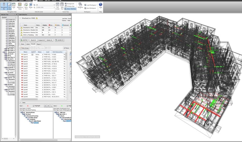 Annotations in the BIM platform for: (a) Clash 1; (b) Clash 2.