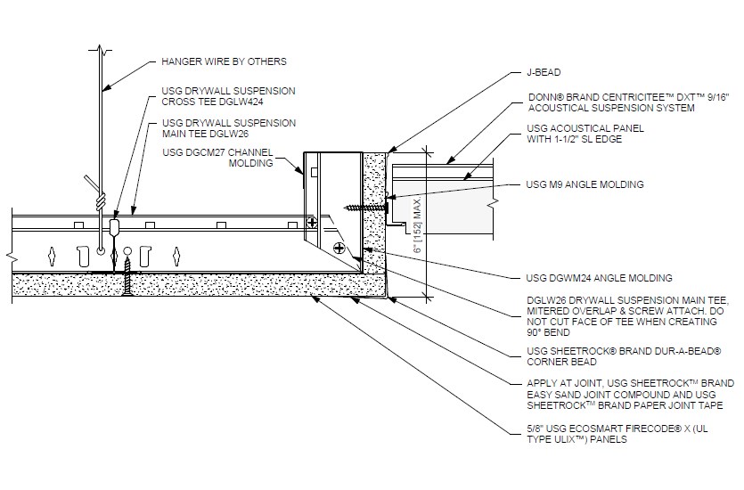 Design Details Details Page - DWSS Drywall to ACT Ceiling Detail - 2D Revit