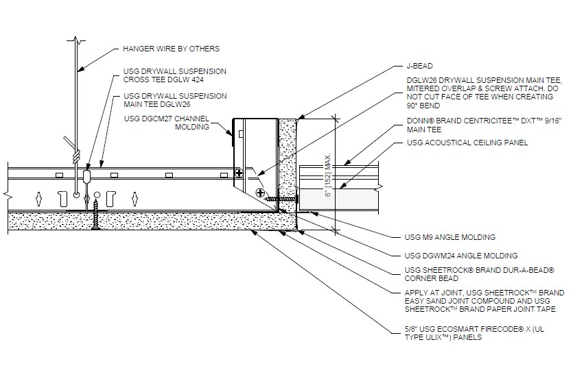 Design Details Details Page Dwss Transition To Act Drywall Edge With M9 Molding Detail 2d Revit