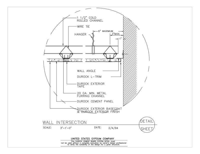 Design Details Details Page Durock Brand Suspended Ceiling Detail Wall Intersection