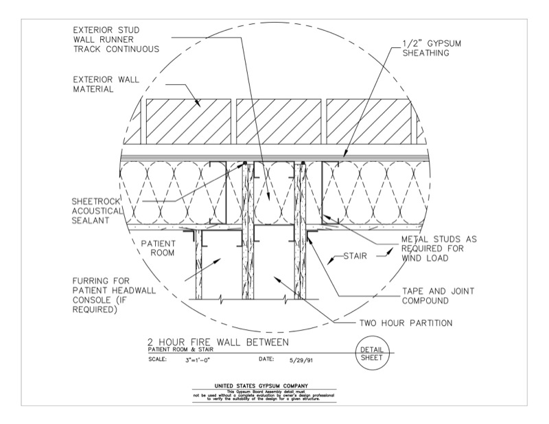 Design Details Details Page Gypsum Board Assembly 1 Hr Wall