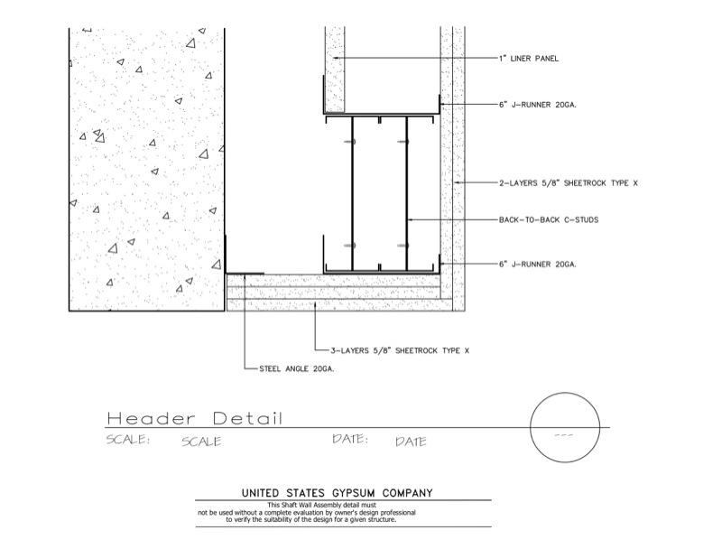 Design Details Details Page - Shaft Wall Header Detail