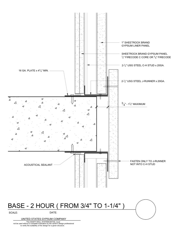 Design Details Details Page - Shaft Wall Intermediate Floor Base Overhang