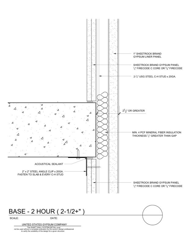 Design Details Details Page - Shaft Wall Intermediate Floor Base Overhang