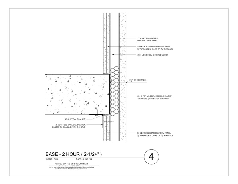 Design Details Details Page - Shaft Wall Intermediate Floor Base Overhang