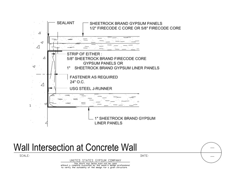 Design Details Details Page Shaft Wall Shaft Wall At Concrete Wall J Runner
