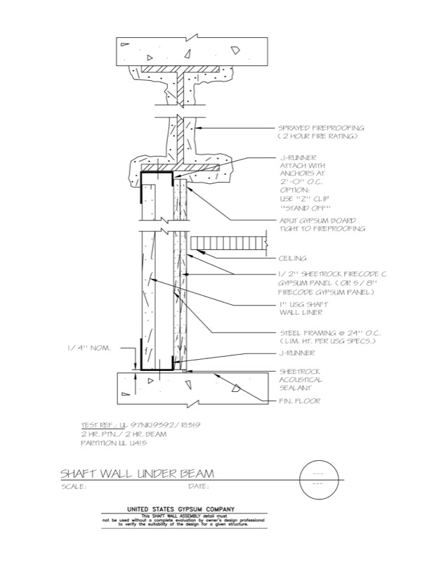 Design Details Details Page - Shaft Wall Under Beam